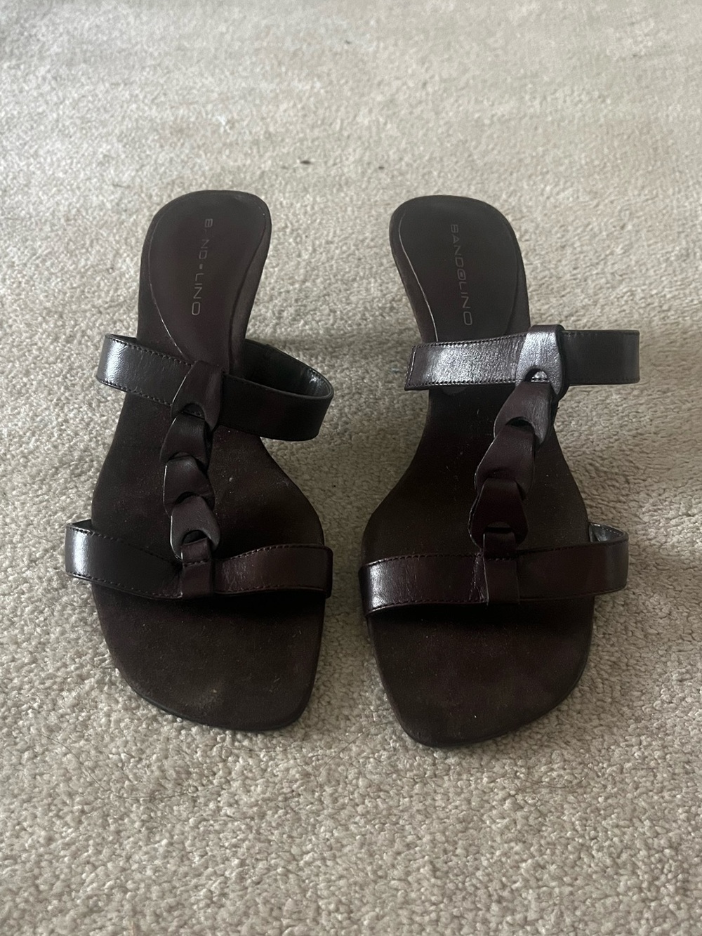 Vintage Bandolino Women's Dark Brown Braided Slide Sandal Heels